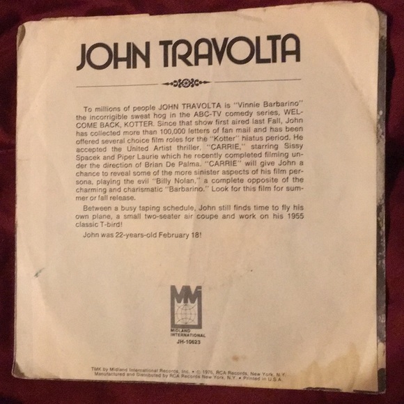 45 inch vinyl record by John Travolta "Let Her In" - Picture 4 of 6